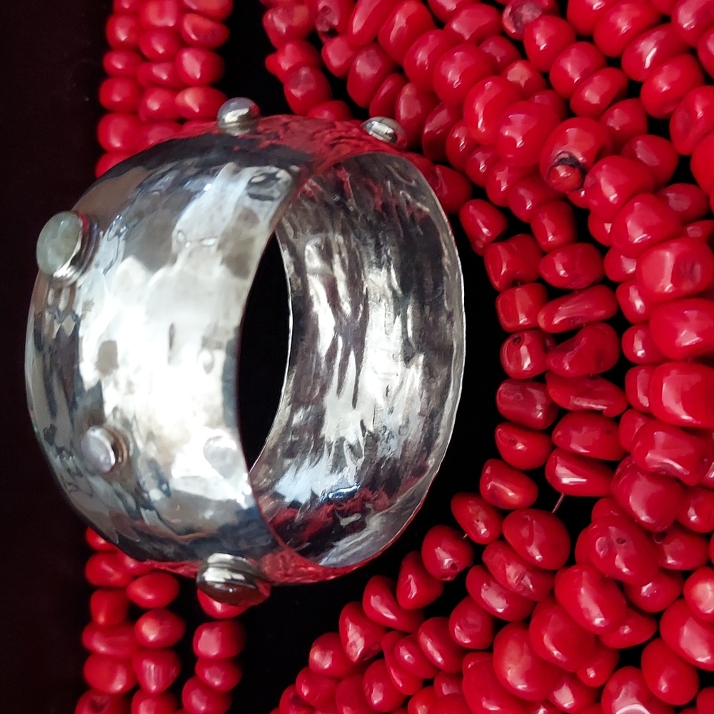 Sterling Silver Multi Stone Bangle - image 2